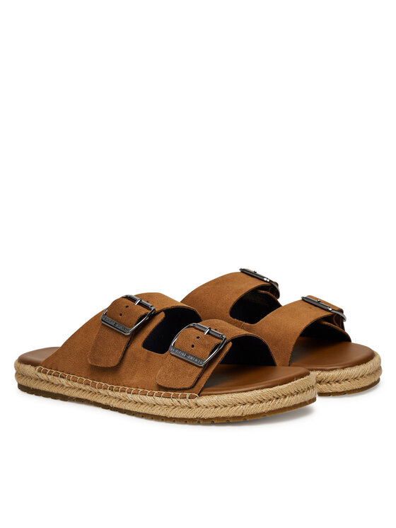Tommy Hilfiger Espadrile Tommy Hilfiger Flex Jutte Hilfiger Suede Sandal FM0FM05503 Rjava