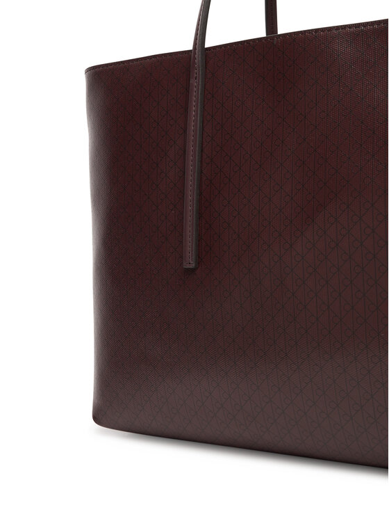 Calvin Klein Дамска чанта Calvin Klein Emblem Aop Tote W/ Pouch LV04F3266G Бордо