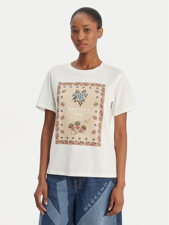 Weekend Max Mara Weekend Max Mara Camiseta Pantera 2615971032 Blanco Regular Fit