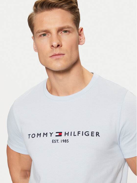 Tommy Hilfiger Tommy Hilfiger Camiseta Tommy Logo MW0MW11797 Azul claro Slim Fit