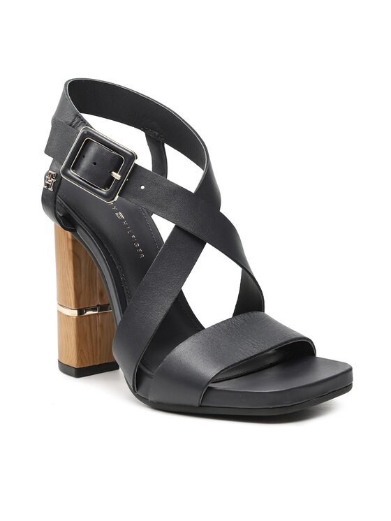 Tommy Hilfiger Sandały Tommy Hilfiger Hardware Block High Heel FW0FW07016 Granatowy