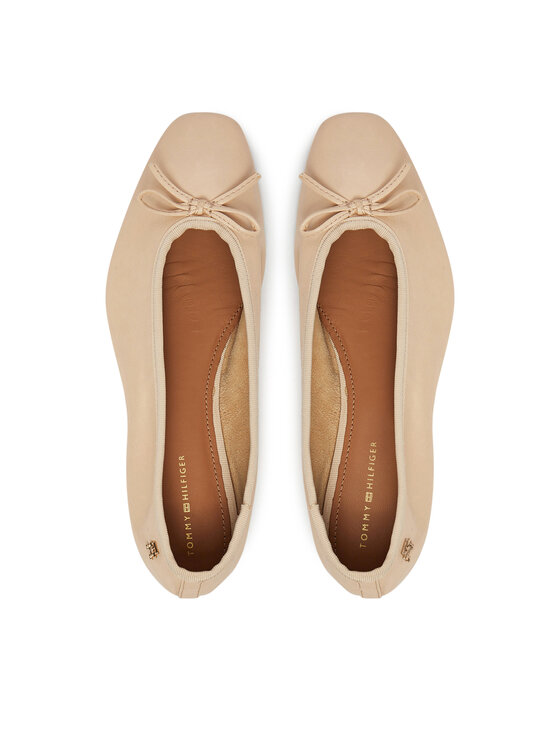 Tommy Hilfiger Baleriny Tommy Hilfiger Soft Leather Ballerina Bow FW0FW08355 Różowy