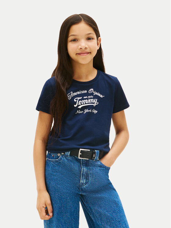 Tommy Hilfiger Tommy Hilfiger Marškinėliai Script KG0KG08636 Tamsiai mėlyna Regular Fit