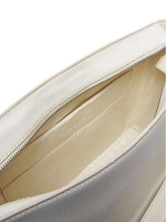 Calvin Klein Geantă Calvin Klein Embossed Logo Medium Shopper K60K613172 Écru