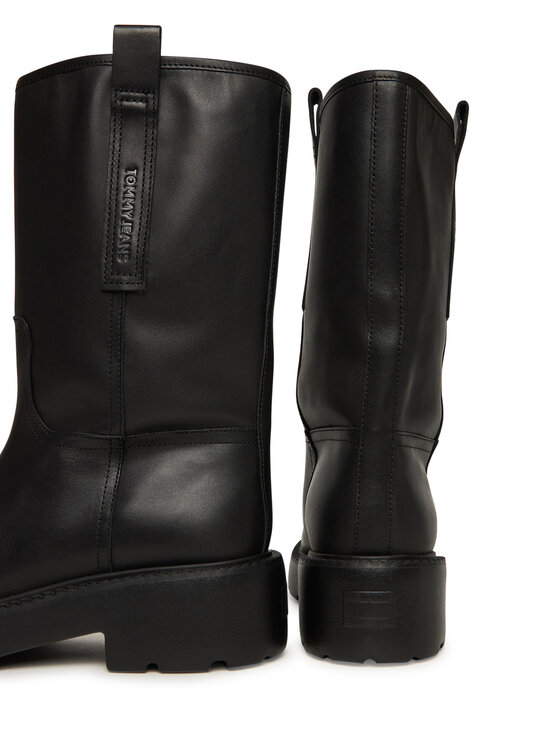 Tommy Jeans Botki Tommy Jeans Tjw Leather Mid Tubular Boot EN0EN02834 Czarny