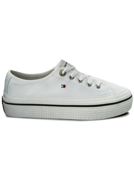 Tommy Hilfiger Tenis superge Tommy Hilfiger Corporate Flatform Sneaker FW0FW02456 Bela
