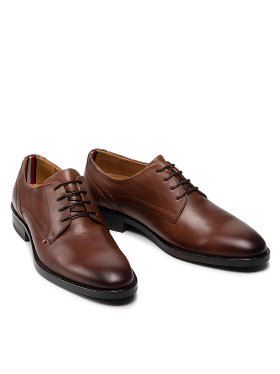 Tommy Hilfiger Nizki čevlji Tommy Hilfiger Sugnature Hilfiger Leather Shoe FM0FM03929 Rjava