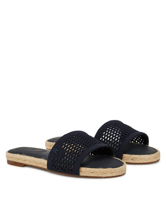 Tommy Hilfiger Espadrile Tommy Hilfiger Knit Mesh Espadrille Flat Sandal FW0FW08744 Tamnoplava