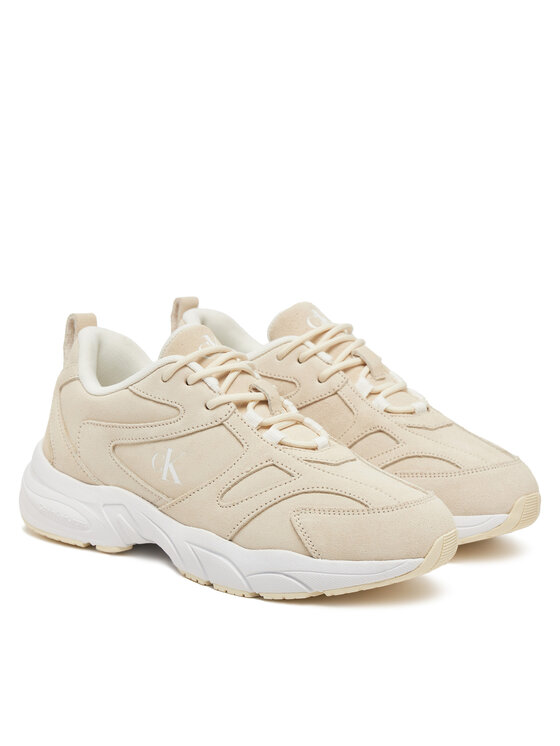 Calvin Klein Jeans Superge Calvin Klein Jeans Retro Tennis Low Mg Mix Media Wn YW0YW01639 Écru