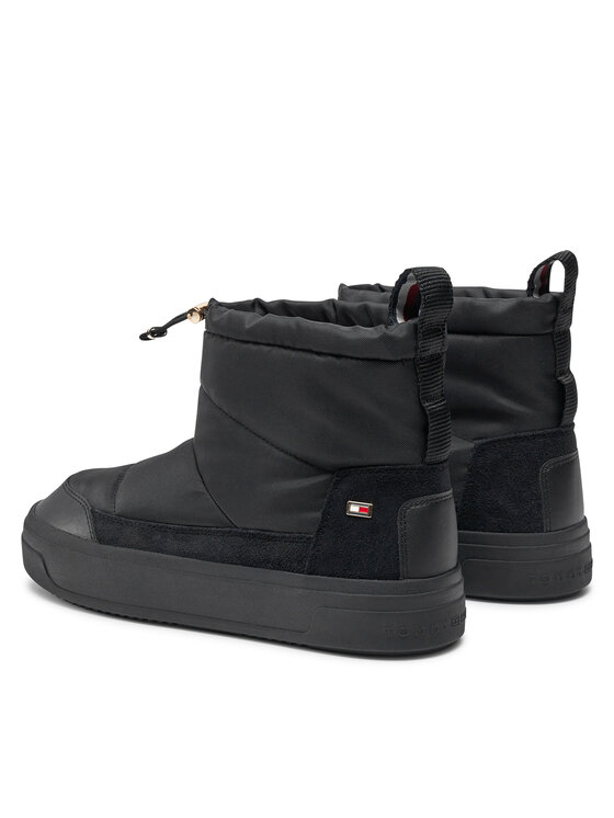Tommy Hilfiger Śniegowce Tommy Hilfiger Flag Nylon Mini Snowboot FW0FW08334 Czarny