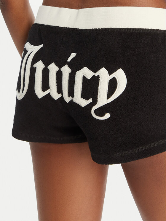 Juicy Couture Juicy Couture Pantalones cortos deportivos Applique Terry JCWHS126315 Negro Slim Fit
