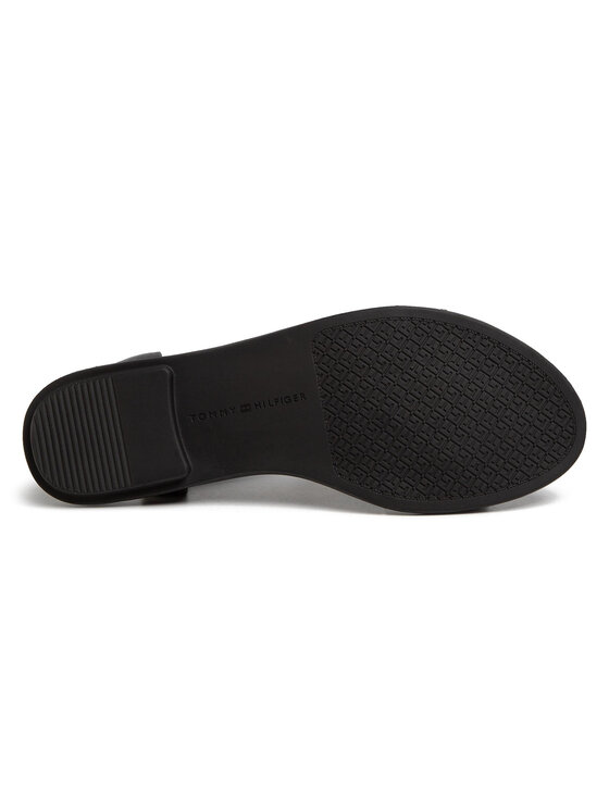 Tommy Hilfiger Sandály Tommy Hilfiger Feminine Leather Flat Sandal FW0FW04882 Černá