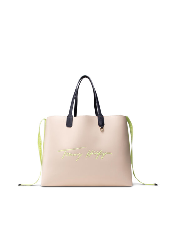 Tommy Hilfiger Torbica Tommy Hilfiger Iconic Tommy Tote Sign AW0AW10088 Bež