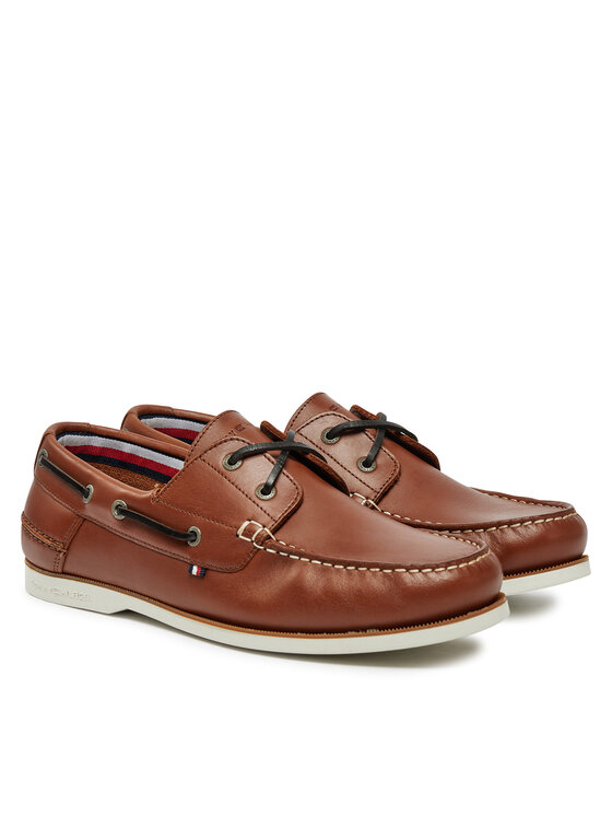 Tommy Hilfiger Pantofi Tommy Hilfiger Th Boat Shoe Core Lth FM0FM05569 Maro