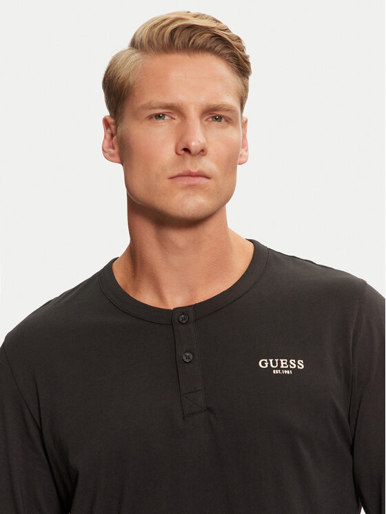 Guess Guess Pižamos marškinėliai U4YP30 KCAM1 Juoda Regular Fit