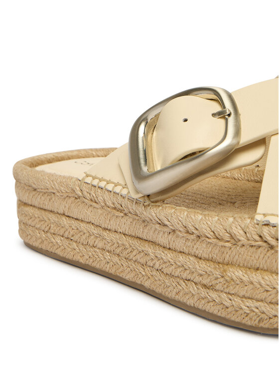 Calvin Klein Espadrilky Calvin Klein Flatf Espadrill Cross Lth Hdw HW0HW02892 Écru