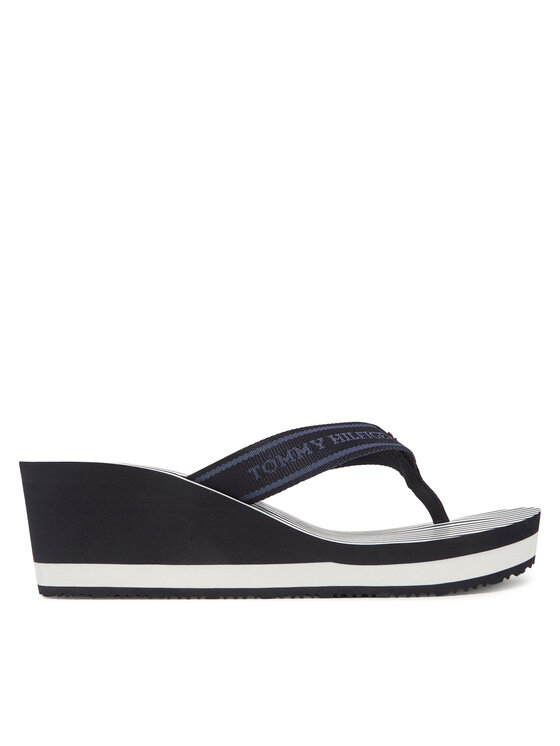 Tommy Hilfiger Japonki Tommy Hilfiger Th Stripes Wedge Beach Sandal FW0FW08521 Niebieski