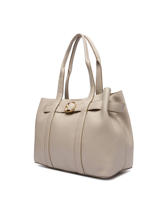 Calvin Klein Дамска чанта Calvin Klein Buckle Medium Tote LV04F3294G Екрю