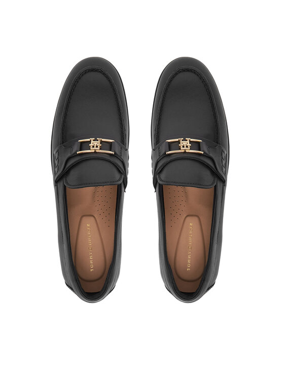 Tommy Hilfiger Loafers Tommy Hilfiger Th Logo Leather Loafer FW0FW08705 Negru