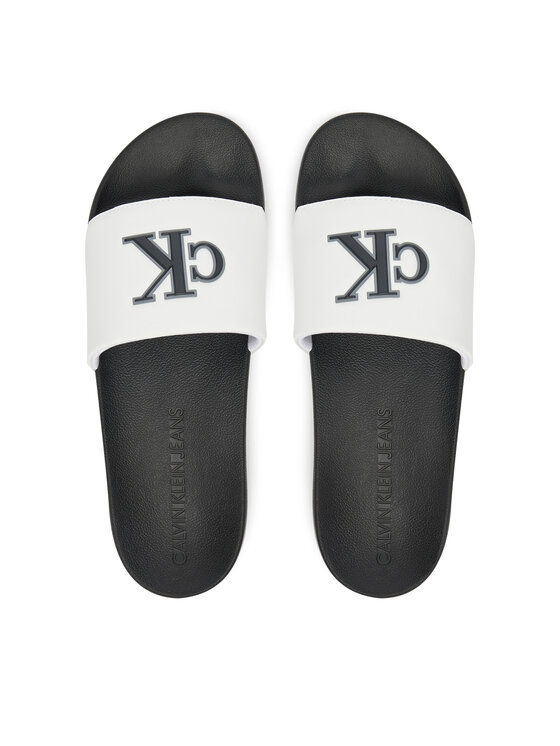 Calvin Klein Jeans Natikači Calvin Klein Jeans Slide Jelly Mono Pu YM0YM01281 Bela