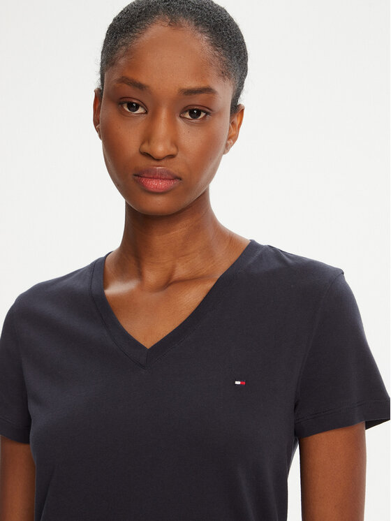 Tommy Hilfiger Tommy Hilfiger T-Shirt Heritage V-Neck Tee WW0WW24969 Σκούρο μπλε Regular Fit