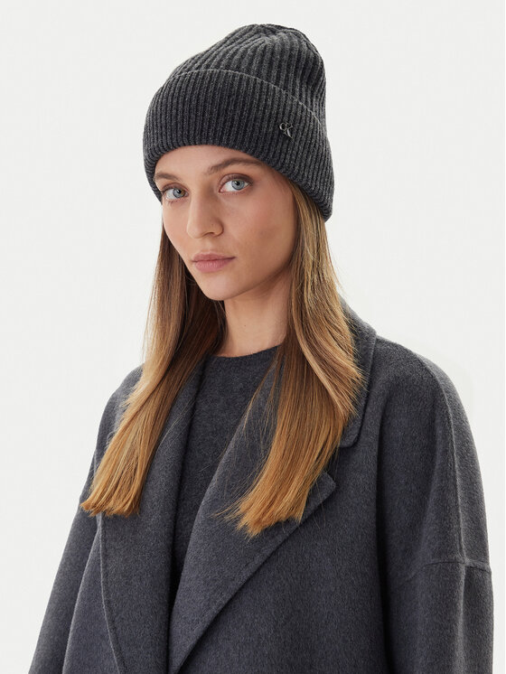 Calvin Klein Kapa Calvin Klein Ck Metal Wool Beanie LV04D8032G Siva