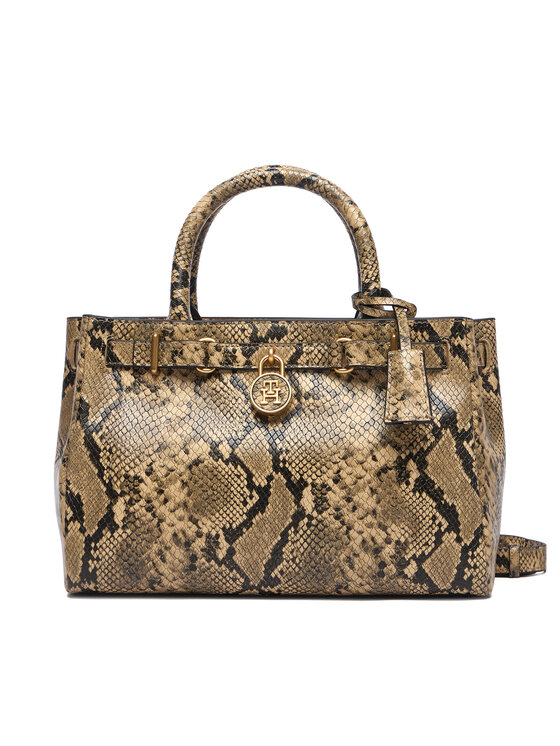 Tommy Hilfiger Torebka Tommy Hilfiger American Icon Mini Tote Snake AW0AW18818 Brązowy