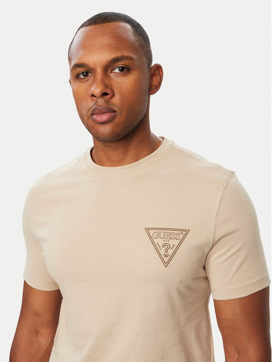 Guess Guess T-shirt M6BI49 K6186 Bež Slim Fit
