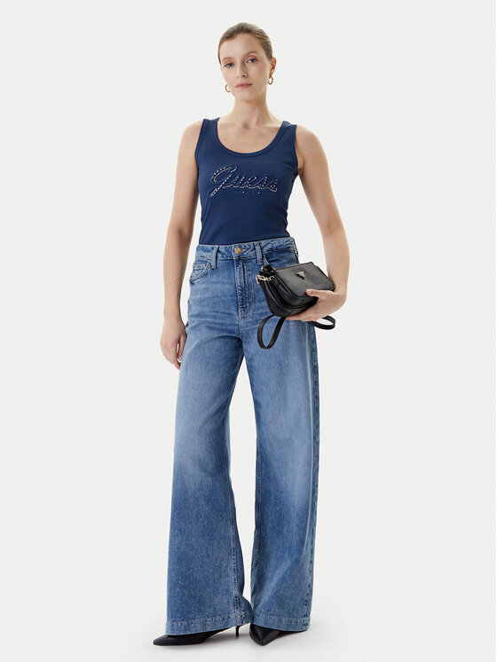 Guess Guess Топ W5YP00 KCXJ2 Cиній Classic Fit
