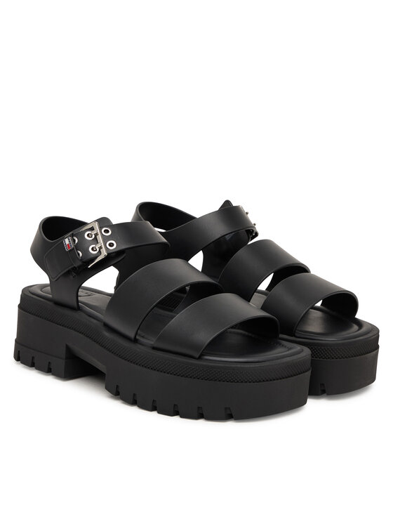 Tommy Jeans Σανδάλια Tommy Jeans Tjw Straps Leather Max Sandal EN0EN02944 Μαύρο