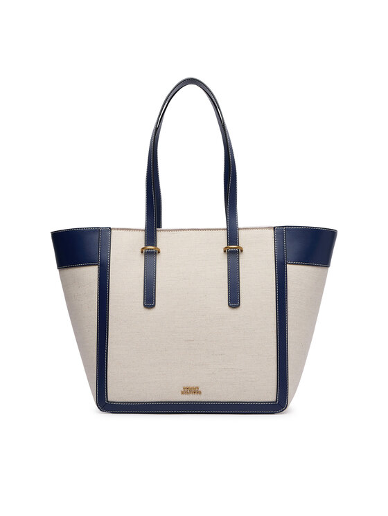 Tommy Hilfiger Torebka Tommy Hilfiger Th Script Tote Canvas AW0AW18829 Kremowy