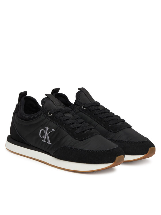 Calvin Klein Сникърси Calvin Klein Retro Runner Sock Laceup Mix Mat YW0YW02060 Черен
