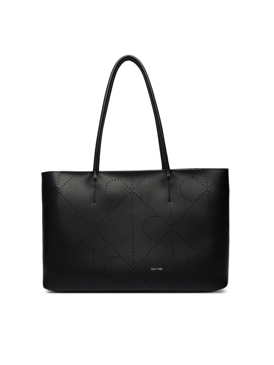 Calvin Klein Geantă Calvin Klein Emblem Aop Perfor Lthr Tote LV04F3359G Negru