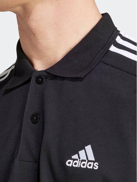 adidas adidas Поло Essentials Piqué Embroidered Small Logo 3-Stripes Polo Shirt IC9310 Чорний Regular Fit
