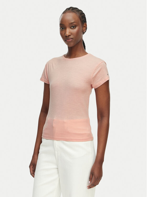 Tommy Hilfiger Tommy Hilfiger Camiseta WW0WW48702 Rosa claro Slim Fit