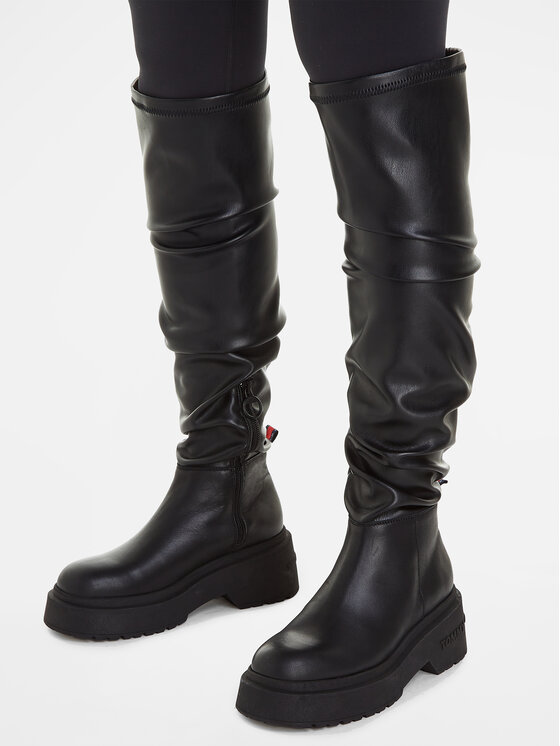 Tommy Jeans Visoki Škornji Tommy Jeans Tjw Over The Knee Boots EN0EN02254 Črna