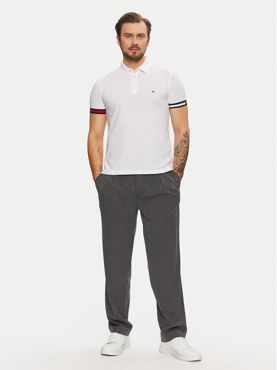 Tommy Hilfiger Tommy Hilfiger Polo Flag Cuff MW0MW37518 Blanco Slim Fit