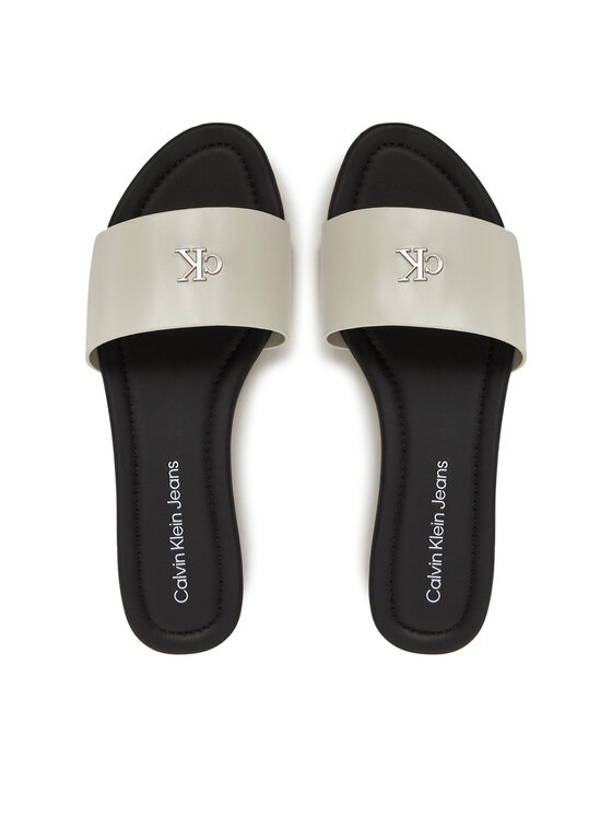 Calvin Klein Jeans Чехли Calvin Klein Jeans Flat Sandal Slide Mg YW0YW01697 Бял