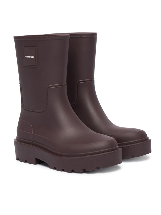 Calvin Klein Guminiai batai Calvin Klein Rainboot Rubber HW0HW03179 Tamsiai ruda