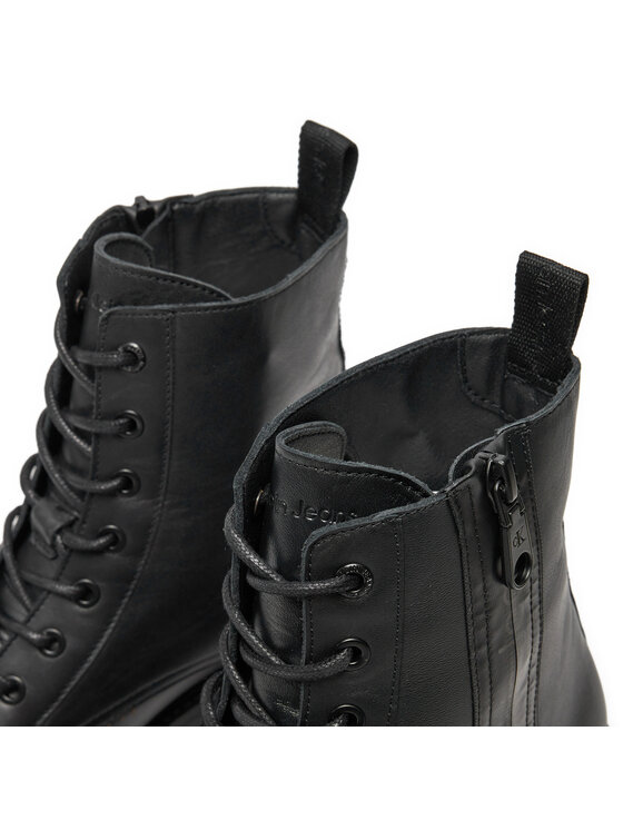 Calvin Klein Jeans Kozačky Calvin Klein Jeans Combat Mid Laceup Boot W Zip YM0YM00262 Černá