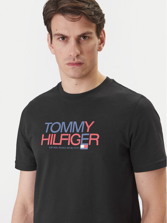 Tommy Hilfiger Tommy Hilfiger Camiseta Brand Love Big Text MW0MW42369 Negro Regular Fit