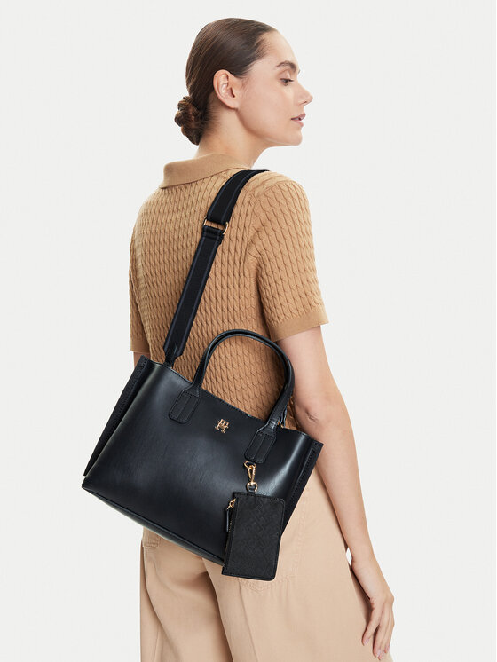 Tommy Hilfiger Kabelka Tommy Hilfiger Th Distinct Mini Tote AW0AW17192 Tmavomodrá