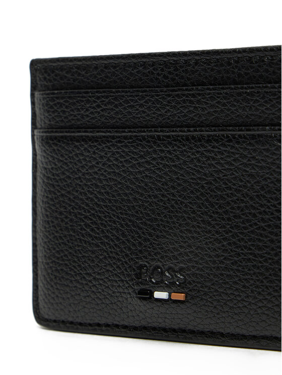 BOSS Чохол для кредиток BOSS Grained faux-leather card holder with signature details 50536513 Чорний