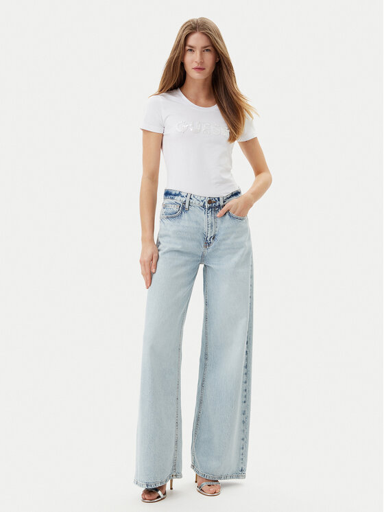 Guess Guess Majica W5GI17 J1314 Bela Slim Fit