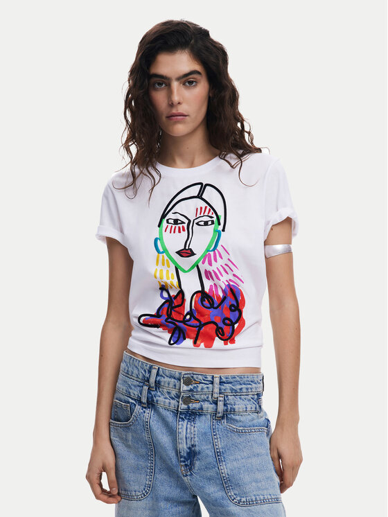 Desigual Desigual Majica Misuri 25SWTKA9 Bela Regular Fit