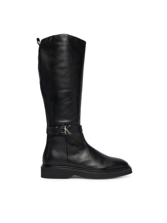 Calvin Klein Zābaki Calvin Klein Knee Boot W/ Metal Logo HW0HW02665 Melns