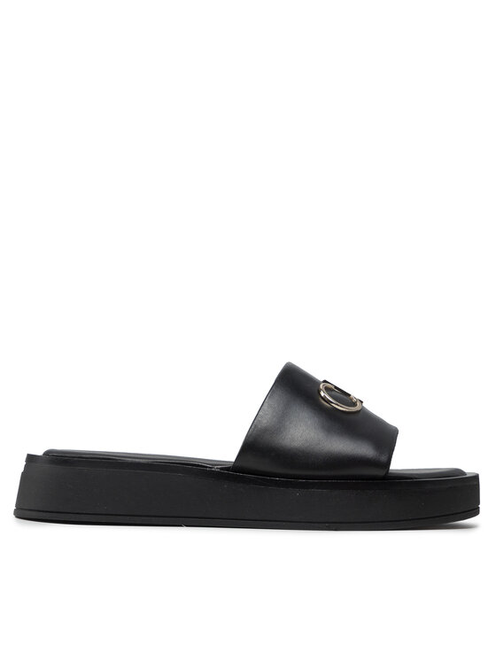 Calvin Klein Natikači Calvin Klein Flatform Slide W/Hdw HW0HW01158 Črna