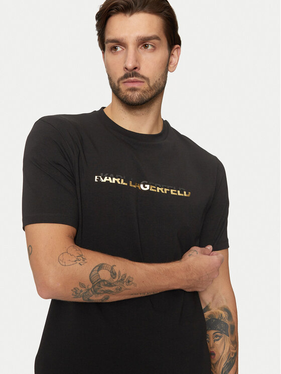 KARL LAGERFELD KARL LAGERFELD Marškinėliai 755462 551235 Juoda Regular Fit