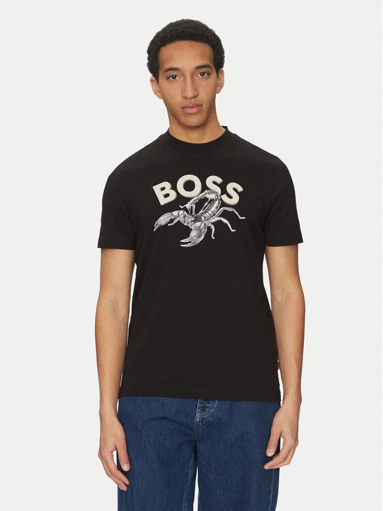 BOSS BOSS Marškinėliai Te_Bossfish 50539196 Juoda Regular Fit