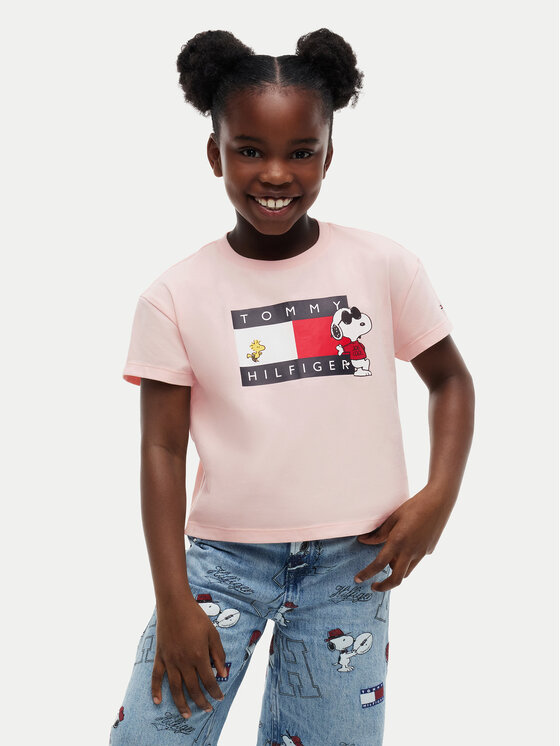 Tommy Hilfiger Tommy Hilfiger Camiseta Peanuts Flag  KG0KG09634 Rosa claro Regular Fit